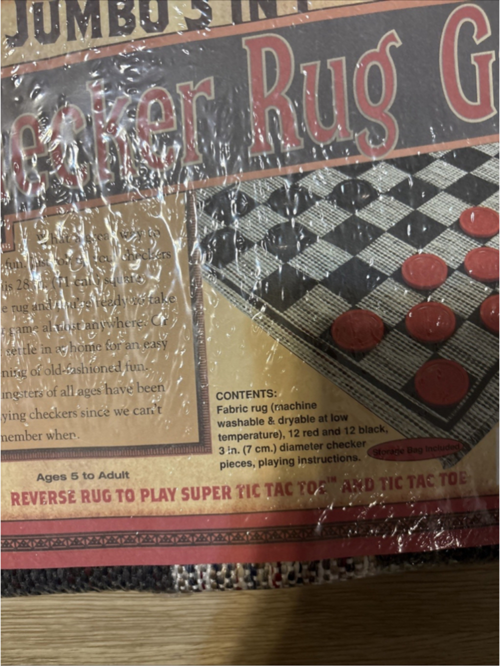 Jumbo Three And One Checker Rug Game Reverse Rug Tic-Tac-Toe NEW. 1108 - Picture 5 of 6